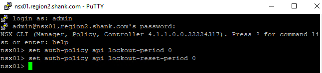 nsx fix api lockout policy